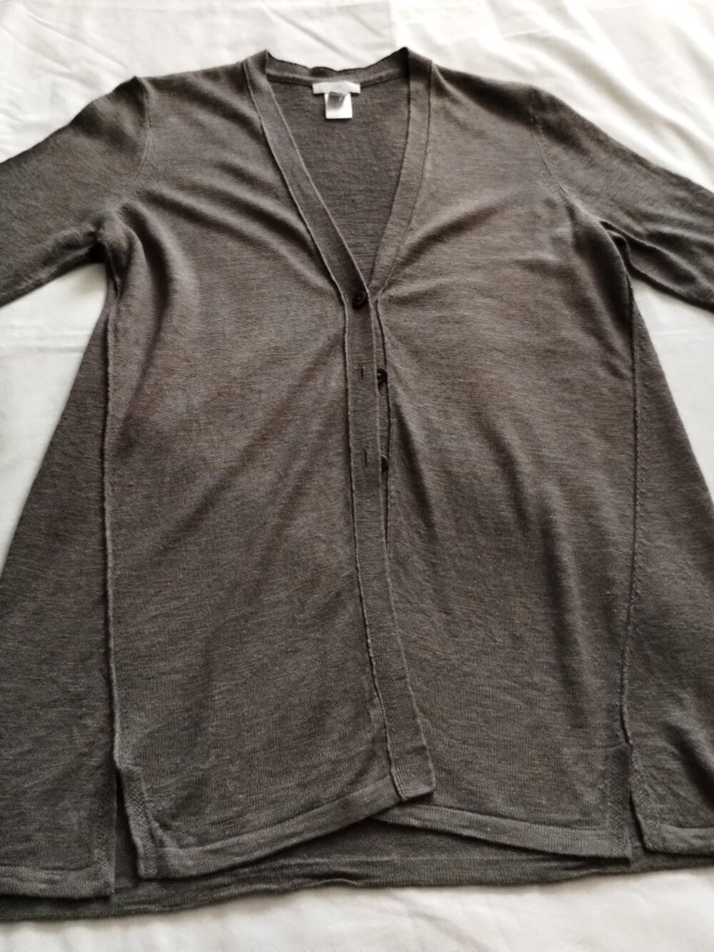 J.JILL Muted Olive Short Sleeve LINEN Blend CARDIGAN Top Sz XSP